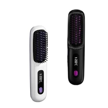 Imagem de Escova Alisadora Sem Fio com Display Digital – Recarregável, Portátil e Rápida (Aleatório)