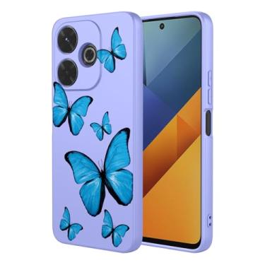 Imagem de KOARWVC Capa de telefone para Xiaomi Poco M6 4G, capa Redmi 13, capa protetora de TPU macio com estampa de borboleta fofa para Xiaomi Redmi 13 borboleta roxa