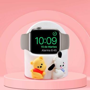 Imagem de Bonito suporte de carregador Bear para Apple Watch Series, suporte de mesa de silicone para iWatch, lindo suporte de estação de carregamento para iWatch, suporta modo criado-mudo
