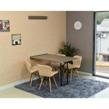 Imagem de Conjunto de Mesa Dobrável Retrátil 120 x 75 Volpi + 4 Cadeiras Slim - 
