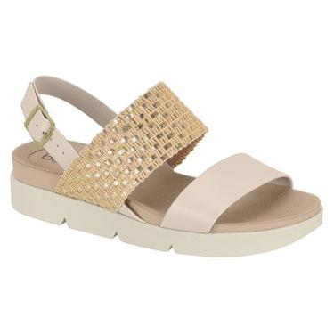 Imagem de Papete Feminina Beira Rio – Duas Tiras, Conforto, Leve e Uso Diário – Moderna e Estilosa (Dourado/Camel, BR, Adulto, Numérico, 35)