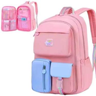 Imagem de Mochila Escolar Para Menina Bolsa Estilo Fichario Feminina Com Abertura 180°-Feminino