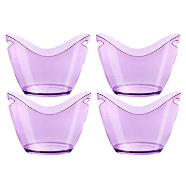Imagem de Baldes de gelo isolados balde de gelo de plástico transparente barril de vinho 3/8 litros para bebidas e festas, grau alimentício, comporta 2-5 garrafas de tamanho completo e gelo (conjunto de 4 peças