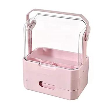 Imagem de Caixa organizadora de cosméticos para mesa de maquiagem com gavetas, estojo portátil à prova d'água à prova de poeira para banheiro e quarto