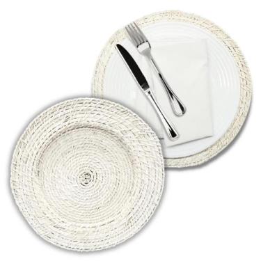 Imagem de Kit 4 Sousplat Redondo Jogo Americano Rattan Bambu Resistente Natural 
