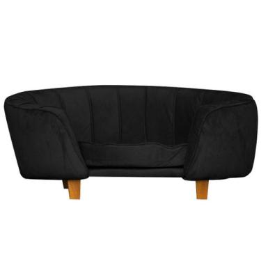 Imagem de Poltrona Cama Pet Lady Estofada Tecido Veludo - Las Patitas, Preto