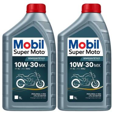 Imagem de Kit 2 Óleo Mobil Moto 10w30 Semissintético 1 Litro Super Moto Original