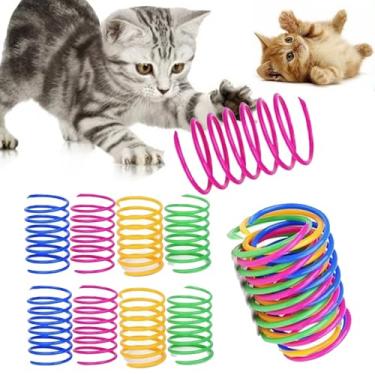 Imagem de 4 peças/conjunto de brinquedo de mola de gato de plástico para matar, caçar e ranger os dentes, molas coloridas duráveis para gatos e cães, 5,5 x 2 cm