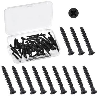 Imagem de Swpeet 50 peças M5 x 35 mm preto zinco chapeado aço carbono confirmat, kit sortido de parafusos de conexão de móveis auto-roscantes Phillips Drive escareado para montagem e montagem