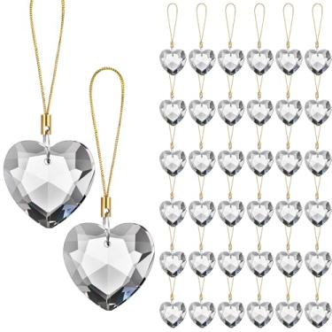 Imagem de XunYee 36 peças de enfeites de bolas de Natal de vidro de cristal, mini prisma de cristal suspenso de 3 cm, pingentes para decoração de árvore de Natal em casa, casamento, festa de aniversário