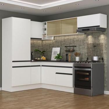 Imagem de Cozinha Completa De Canto c/ Rodapé Multimóveis Branco/preto - MULTIMO