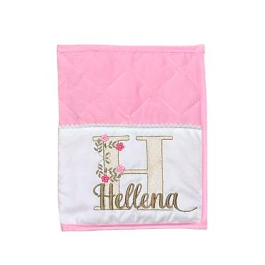 Imagem de Porta Fraldas Bordado Personalizado Lenço Umedecido Bebê (Rosa)