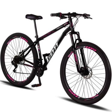 Imagem de Bicicleta Aro 29 Aço Carbono Gott Vortex 21v Com Suspensão e Freio a Disco - Preto e Rosa