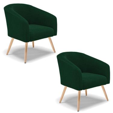 Imagem de Cadeira Sala De Jantar Pé Palito Natural Kit 2 Stella Bouclê D03 - D'rossi Cor Verde