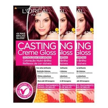 Imagem de Kit 3 L'Oréal Paris Coloração Casting Creme Gloss 426 Borgonha-Unissex