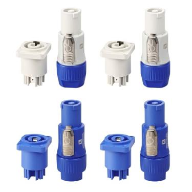 Imagem de ZBLZGP Conector Powercon plugue NAC3FCA NAC3FCB soquete NAC3MPA cabo CA 20A 250V adaptador de alimentação para luz de palco LED Scre (pacote com 2 azul + 2 unidades cinza)