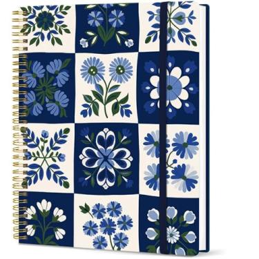 Imagem de Taja Caderno grande forrado em espiral para mulheres, cadernos de 21,6 cm x 28 cm para trabalho, pautado em coluna, cadernos de diário A4 estéticos fofos para escrever, capa de plástico, matriz de