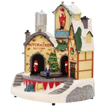 Imagem de Vila Natalina Cenario Natal Fabrica Movimento Quebra Nozes Som Musica Led Decoraçao Mesa Loja Recepçao Festa Evento