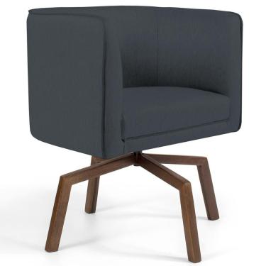 Imagem de Poltrona Decorativa Giratória Base Ka Madeira Betina C-317 Veludo Cinza - Domi