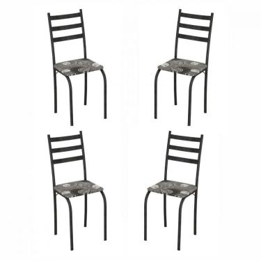 Imagem de Conjunto Com 4 Cadeiras Maraba Martelado Grafite Assento Paraopeba Teixeira Grafite
