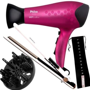 Imagem de Secador De Cabelo Philco Profissional 2200w Ion Stilo Rosa Difusor Cac