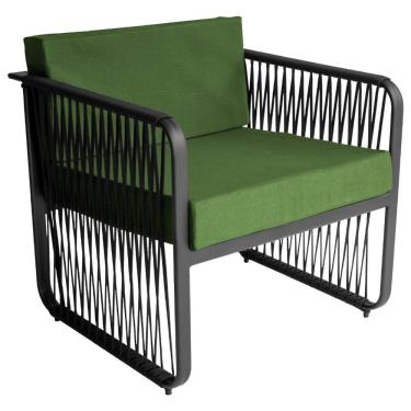 Imagem de Poltrona Para área Externa Santiago Alumínio E Corda Náutica Preto-verde