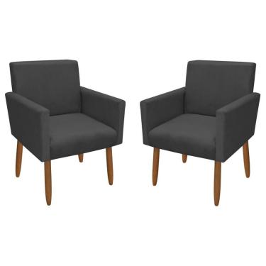 Imagem de Kit 2 Poltronas Decorativa Nina Veludo Cinza Grafite