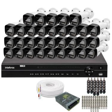 Imagem de Kit 32 Câmeras Intelbras 1120b Full Color, Dvr 32ch Mhdx 1232 Sem Hd