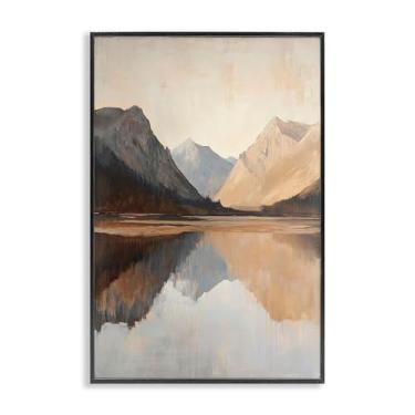 Imagem de Stupell Industries Terracotta Reflections Lake Landscape Black Framed Giclee Art, design by Petal Prints Design, 18 x 12