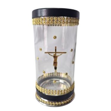 Imagem de Porta Vela 7 Dias Jesus Cristo Cruz Preto Dourado + Presente