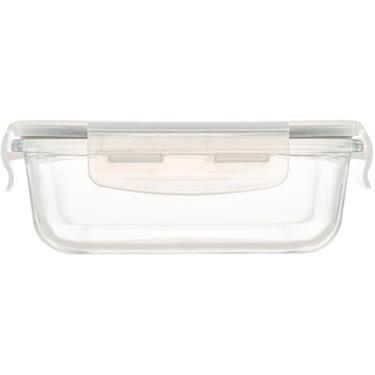 Imagem de Pote Retangular de Vidro Hermético para Armazenamento, 370ml, Transparente Potes e Porta-Mantimentos Alimentos Organização de Cozinha