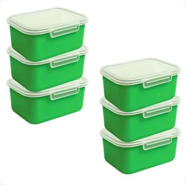 Imagem de Kit 5 Potes Marmita Fitness 750ml com Trava Lateral Para Microondas Ge