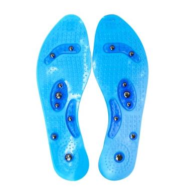 Imagem de Palmilha Magnética Terapêutica, Gel de Silicone Transparente, 25-27cm, com Pontos de Massagem e Imãs para Alívio de Dores e Estresse, Par Unissex