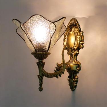 Imagem de Luminária de parede retrô americana em vidro colorido com LED, estilo europeu, luxuosa, para sala de estar, restaurante, quarto, escritório, casa de campo, hotel, café, bar, corredor (H 1 lâ