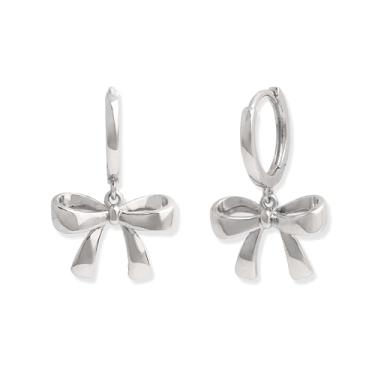 Imagem de Jean Beau Brincos de argola pequenos com laço para mulheres, delicados, bonitos, elegantes, fitas, brincos pendurados, acessórios de formatura, joias modernas, presente, Aço inoxidável, Sem pedra