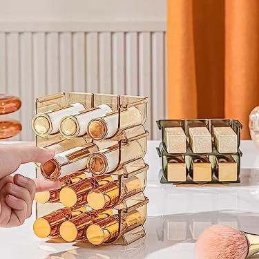 Imagem de Generic Suporte de Batom, Design Aberto Sobreposto, Caixa de Armazenamento de Batom PET de 3 Peças, Design de Textura, Transparente, Prático para Maquiagem, Brilho Labial (Âmbar Laranja)