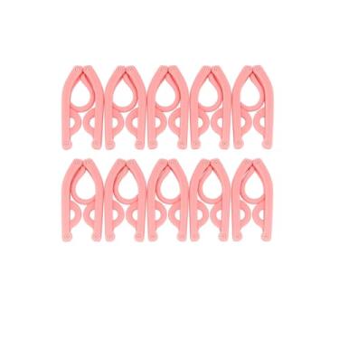 Imagem de Kit 10 Cabides Dobráveis Portáteis para Viagem, Cabide Retrátil Compacto para Roupas, Cabide Portátil para Mala, Acampamento, Hotel e Uso Doméstico, Plástico Resistente e Leve (Rosa)