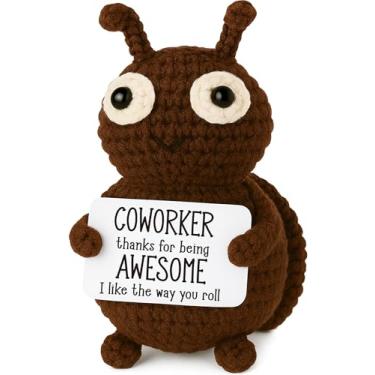 Imagem de Presente engraçado de colega de trabalho, crochê, besouro, emoção, suporte positivo, presentes de mordaça de escritório, presente de agradecimento, agradecimento, presente para colega de trabalho