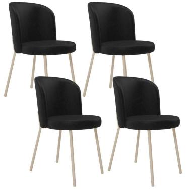 Imagem de Kit 04 Cadeiras Para Sala De Jantar Cozinha Estofada Gavi Arena L02 Couríssimo Preto - Lyam Decor
