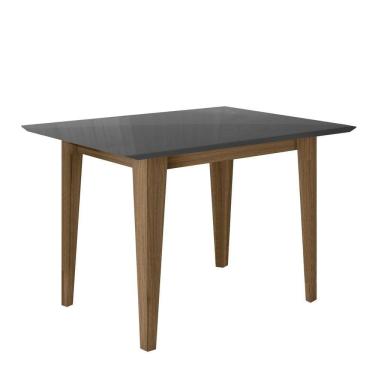 Imagem de Mesa De Jantar Retangular 4 Lugares 120cm Tampo Chanfrado Com Vidro Kate Carvalho/grafite/preto - Poliman