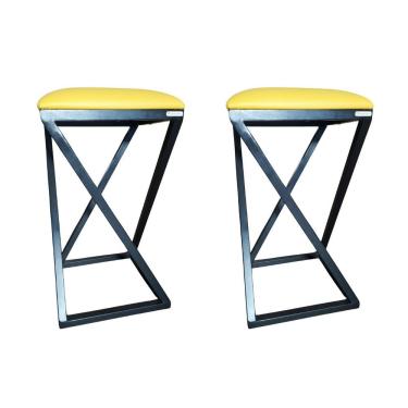 Imagem de Conjunto 2 Banquetas Banco Banquinho Cozinha Industrial Amarelo