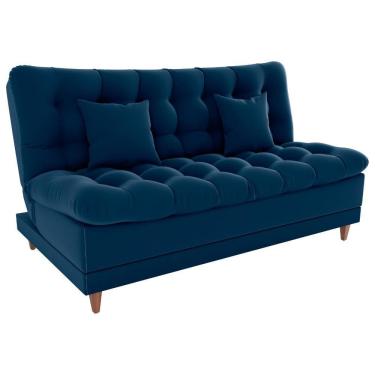 Imagem de Sofa Cama 2 Lugares 185 Cm Duda Veludo E433 Milani Store Azul