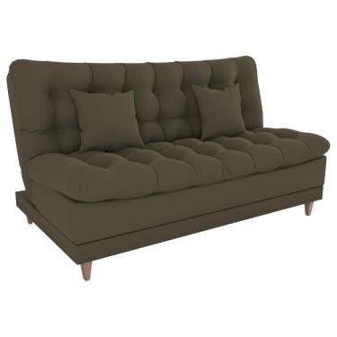 Imagem de Sofa Cama 2 Lugares 185 Cm Duda Veludo Light B256 Milani Store Marrom Claro