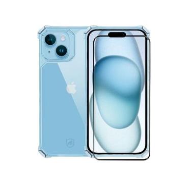 Imagem de Kit Capa Clear Proof e Pelicula Coverage 5D Pro Preta para iPhone 15 Plus - Gshield