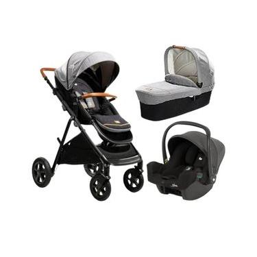 Imagem de Carrinho com Bebê Conforto e Moisés Combo Aeria Trio Cinza Carbon - Joie