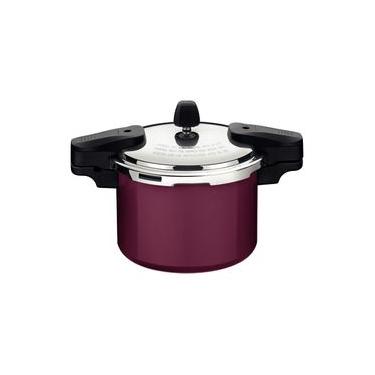 Imagem de Panela de Pressão Tramontina Torino 4,5 Litros 20 cm Vermelho em Alumínio com Revestimento Cerâmico Fundo de Indução