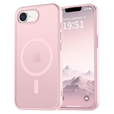 Imagem de vnnink Capa para iPhone 16e, capa magnética fosca de proteção contra quedas de grau militar translúcida - Capa protetora para celular fina, resistente, durável, à prova de choque - rosa claro