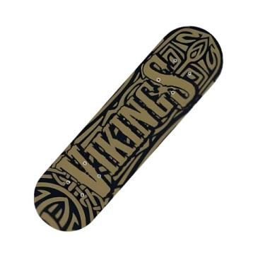 Imagem de Skate Infantil Vikings Esporte, Madeira e Alumínio, Marrom, 78 cm Comprimento, Suporta até 90 kg, Tema Guerreiros Nórdicos