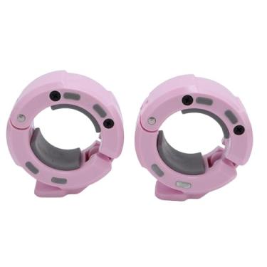 Imagem de RiToEasysports Grampos de Barra, 2 Peças de Placa de Barra de Liberação Rápida Magnética Trava Clipes de Colar para Treinamento de Levantamento de Peso de Barra de 50mm (Rosa Cinza)