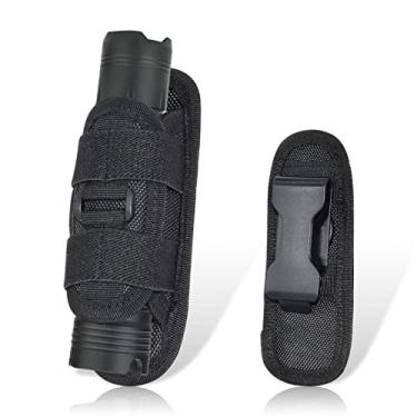 Imagem de Estojo para lanterna com clipe rotativo de 360 graus, suporte de lanterna rotativa tática, clipe de cinto, bolsa de nylon elástico para lanterna (preto)